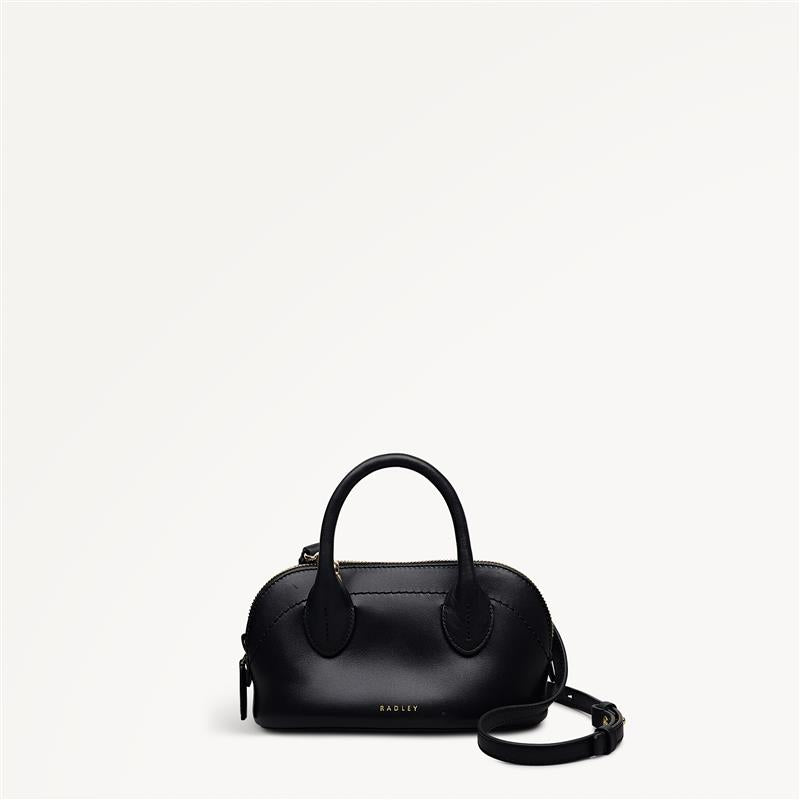 The Muriel Leather Micro Ziptop Grab Bag in Black - 112296