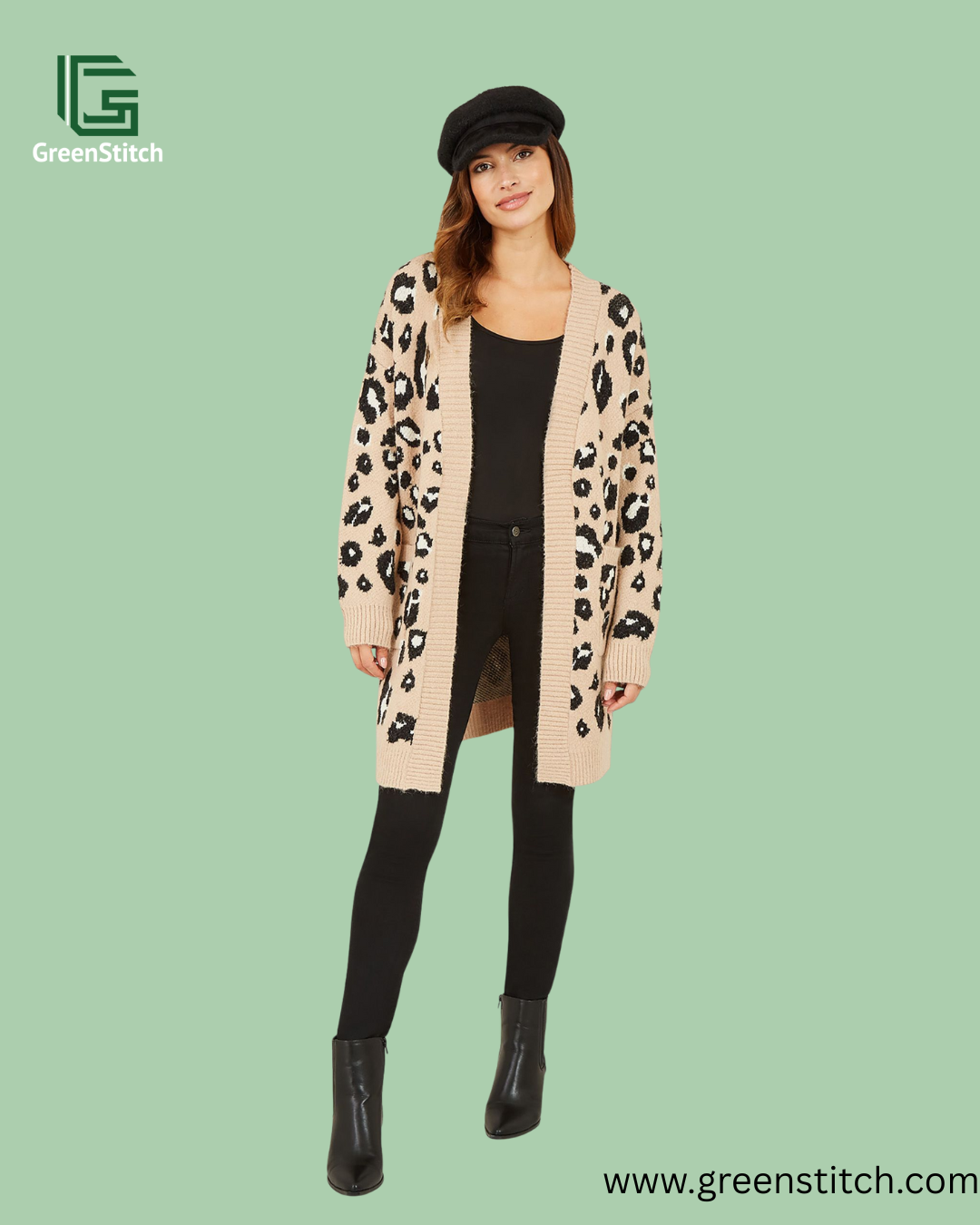 Yumi Brown Leopard Print Long Cardigan