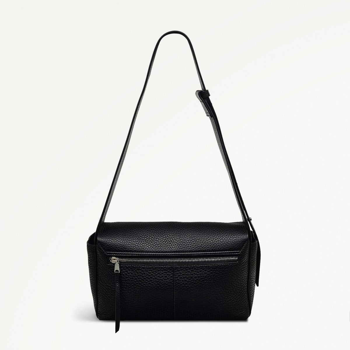 De Beauvoir Leather Medium Ziptop Shoulder Bag in Black - 110169