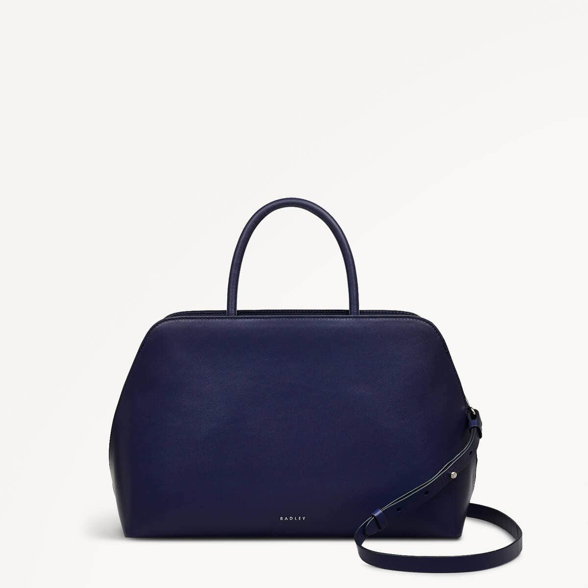 Liverpool Street Leather Medium Ziptop Grab Bag in Evenfall - 110282