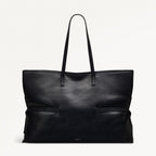 Fleet Street Leather Large Open Top Shoulder Bag in Black - 110308
