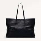 Fleet Street Leather Large Open Top Shoulder Bag in Black - 110308