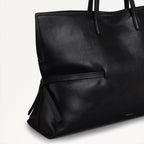 Fleet Street Leather Large Open Top Shoulder Bag in Black - 110308