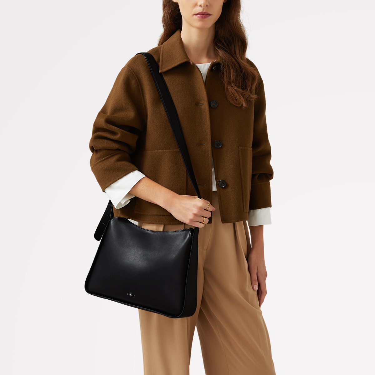 Westwell Lane Leather Medium Ziptop Crossbody Bag in Black - 110309