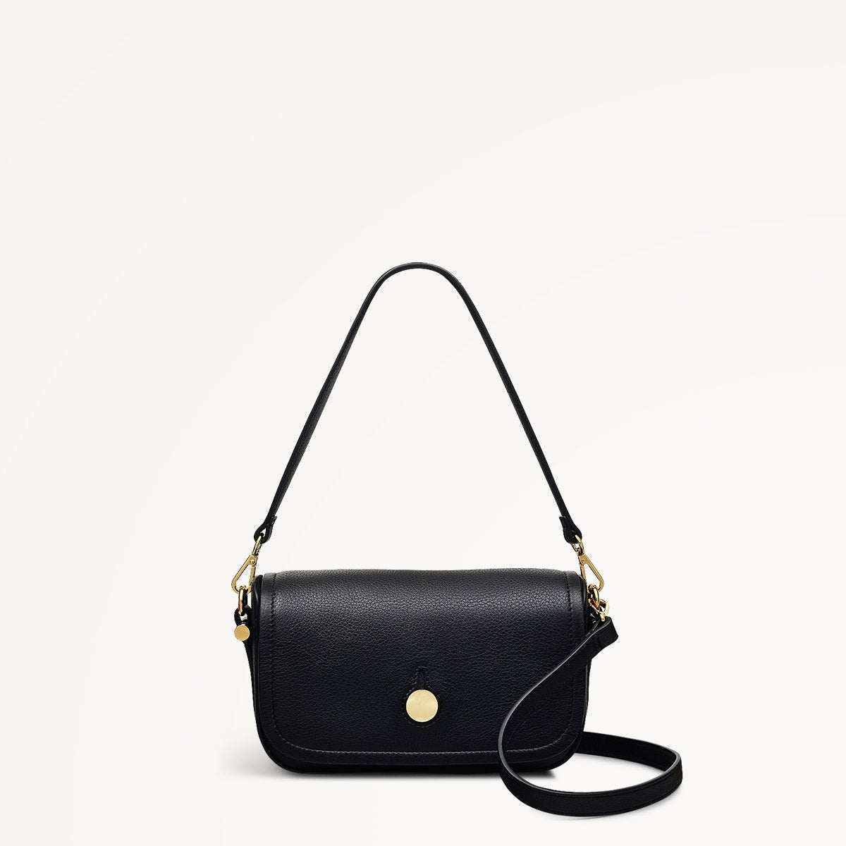 Bathurst Mews Leather Small Flapover Crossbody Bag in Black - 110651