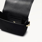 Bathurst Mews Leather Small Flapover Crossbody Bag in Black - 110651