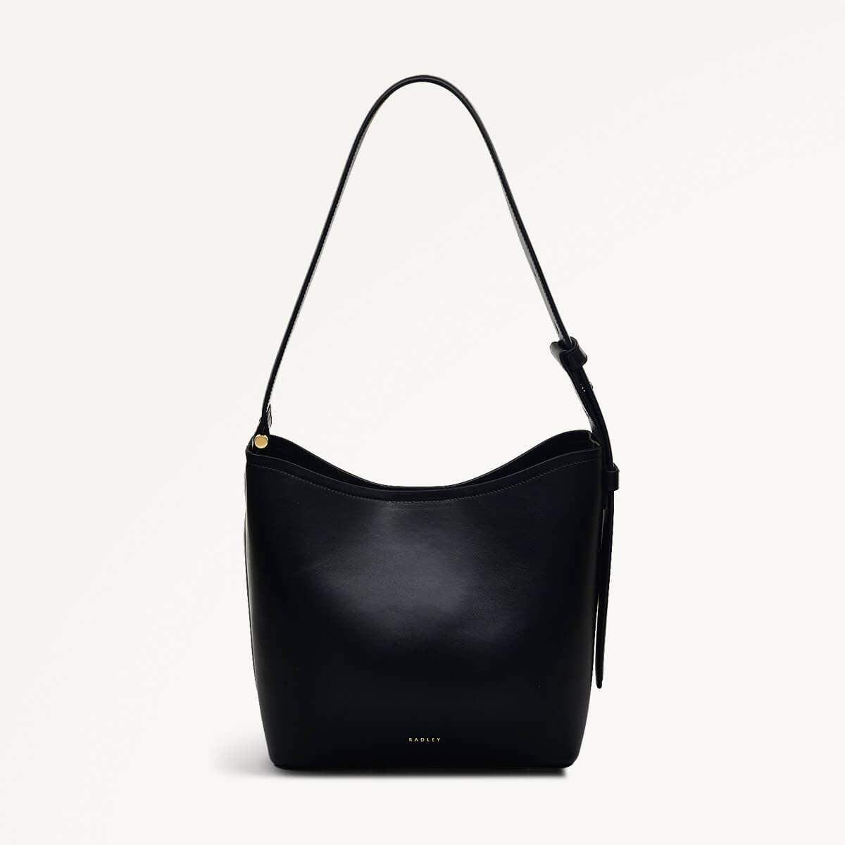 Bathurst Mews Leather Medium Ziptop Shoulder Bag in Black - 110654