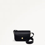 Bathurst Mews Leather Medium Flapover Crossbody Bag in Black - 110656