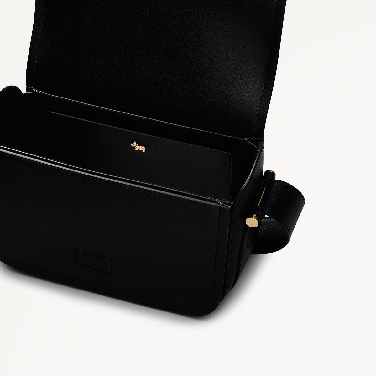 Bathurst Mews Leather Medium Flapover Crossbody Bag in Black - 110656