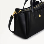 Bathurst Mews Leather Medium Ziptop Grab Bag in Black - 110658