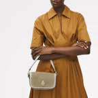 Bathurst Mews Leather Small Flapover Cross Body Bag in Natural - 111376