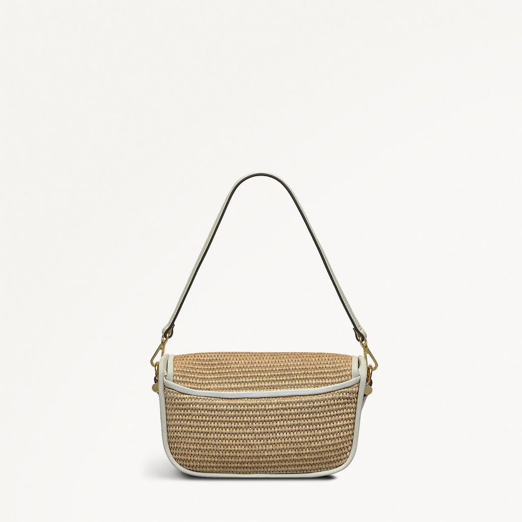 Bathurst Mews Leather Small Flapover Cross Body Bag in Natural - 111376