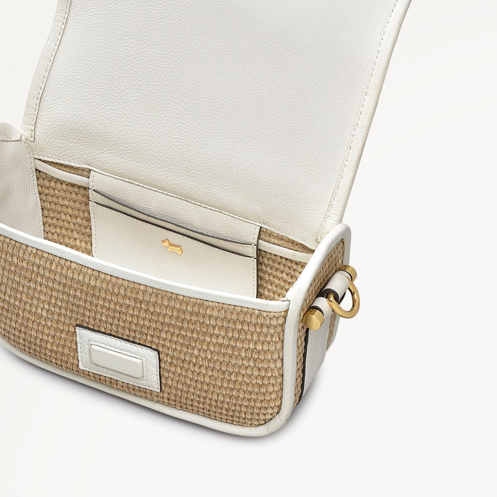 Bathurst Mews Leather Small Flapover Cross Body Bag in Natural - 111376