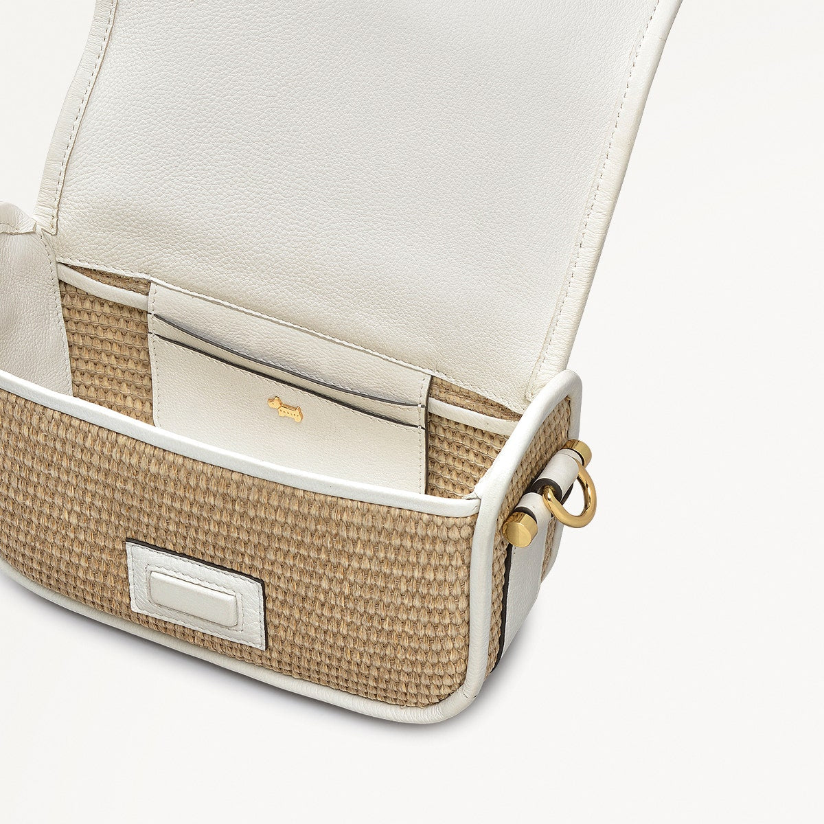 Bathurst Mews Leather Small Flapover Cross Body Bag in Natural - 111376