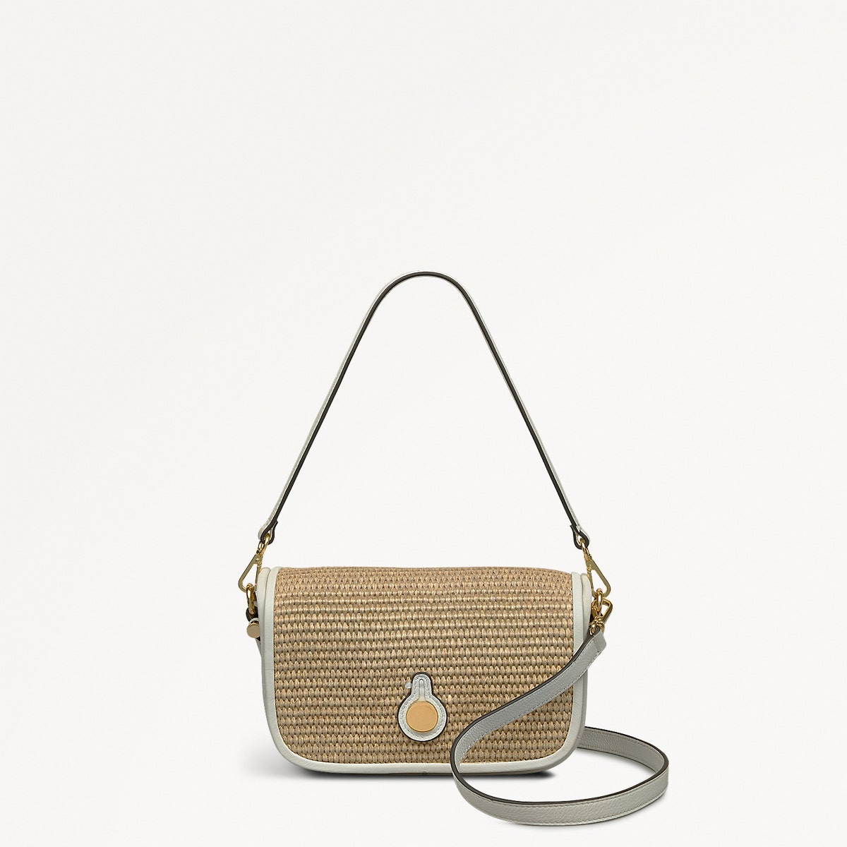 Bathurst Mews Leather Small Flapover Cross Body Bag in Natural - 111376
