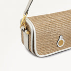 Bathurst Mews Leather Small Flapover Cross Body Bag in Natural - 111376