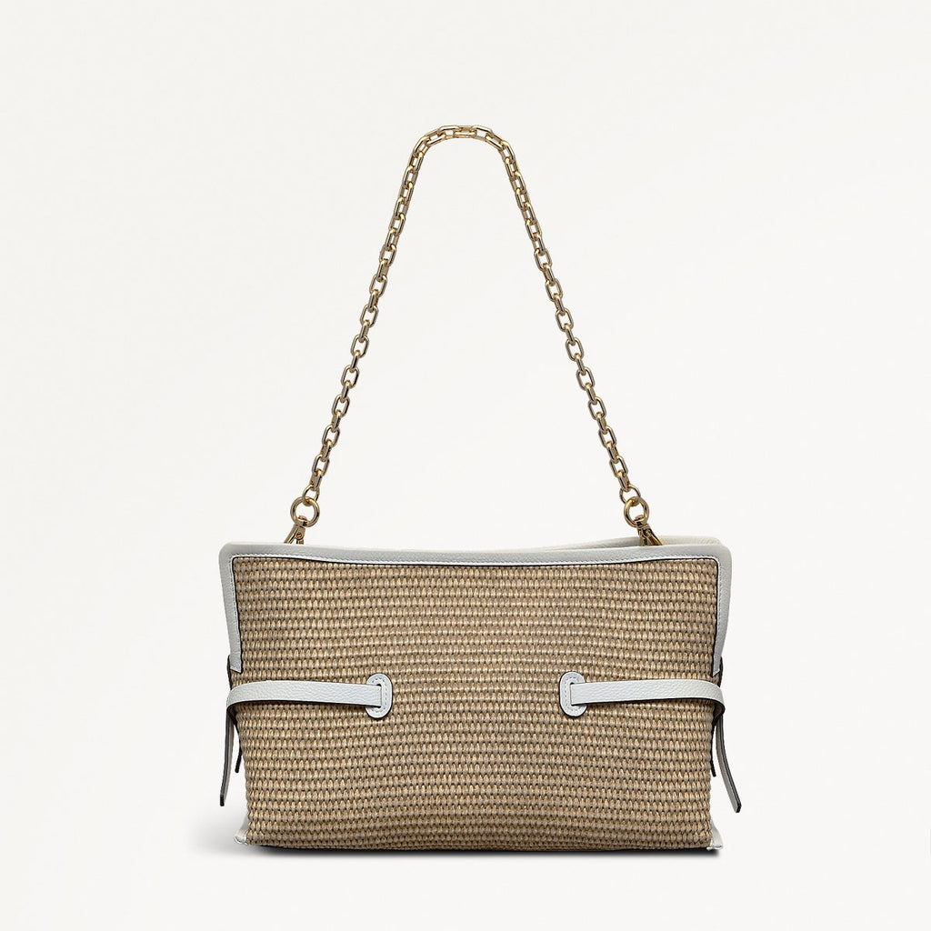 Fleet Street Leather Medium Open Top Clutch Bag in Natural - 111379