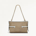 Fleet Street Leather Medium Open Top Clutch Bag in Natural - 111379