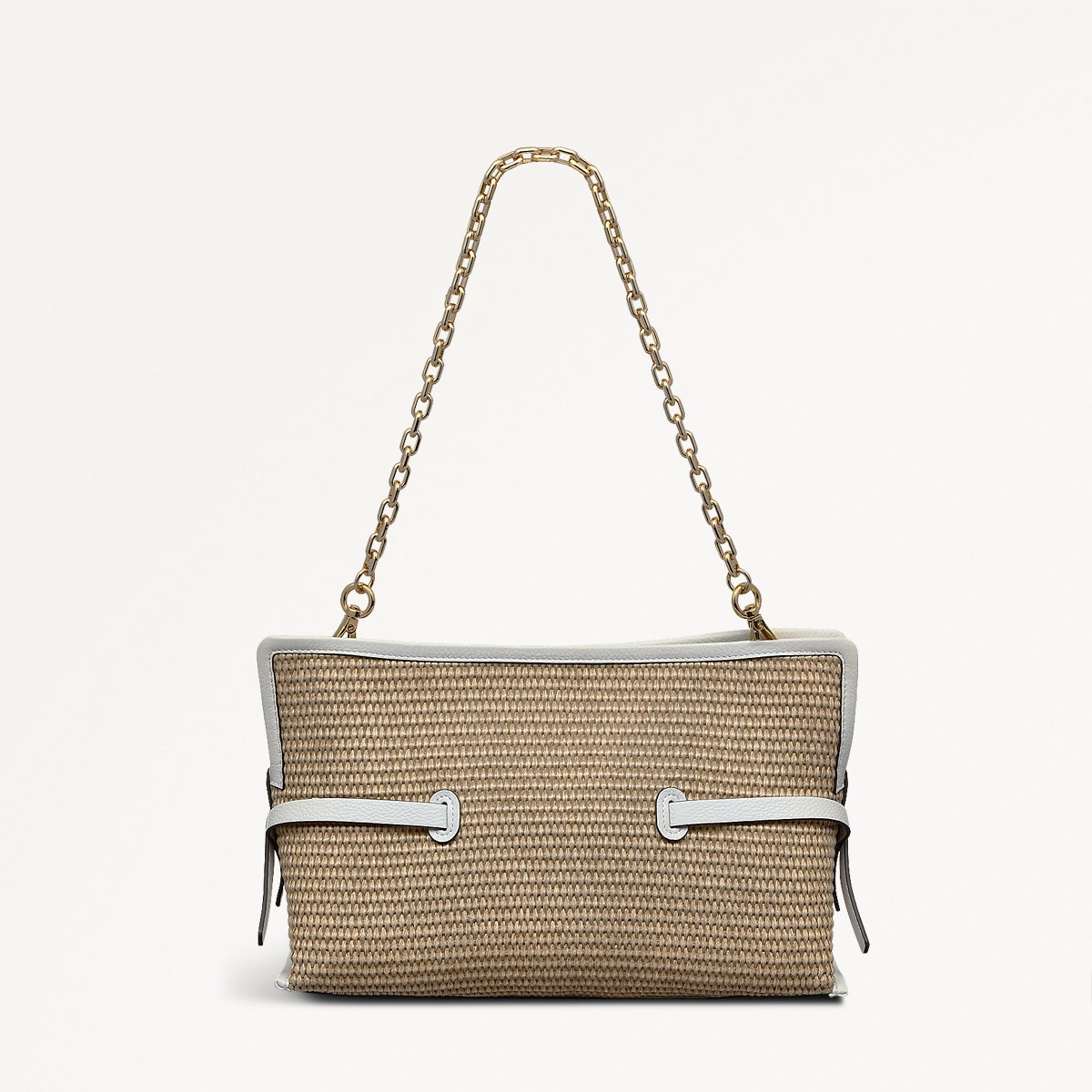 Fleet Street Leather Medium Open Top Clutch Bag in Natural - 111379