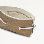 Fleet Street Leather Medium Open Top Clutch Bag in Natural - 111379