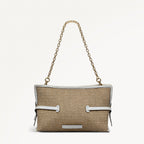 Fleet Street Leather Medium Open Top Clutch Bag in Natural - 111379