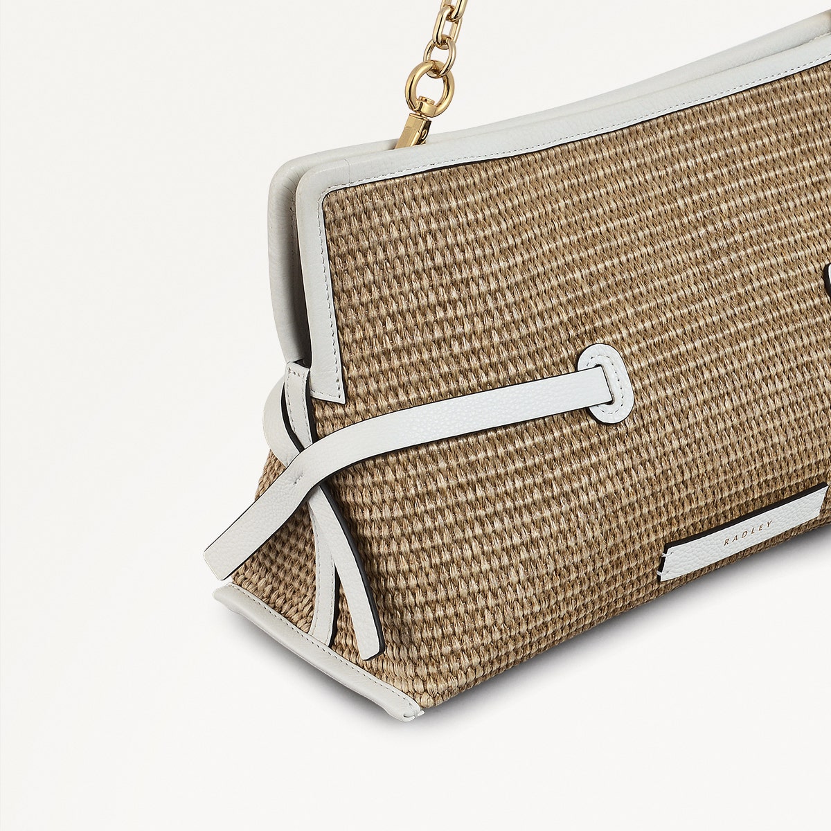 Fleet Street Leather Medium Open Top Clutch Bag in Natural - 111379