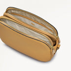 Dukes Place Leather Medium Ziptop Cross Body Bag in Pecan - 111380