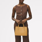 Dukes Place Leather Medium Ziptop Grab Bag in Pecan - 111382