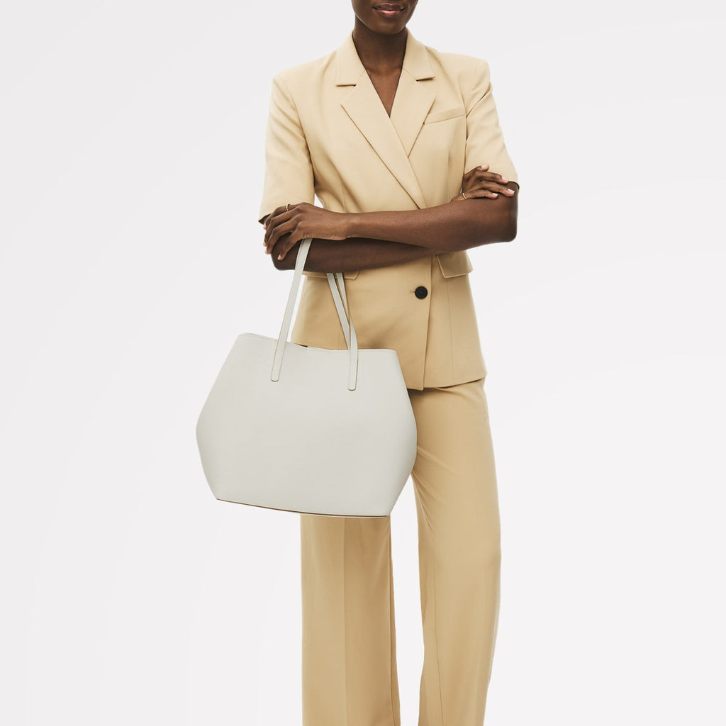 Dukes Place Leather Large Open Top Tote Bag in Chalk - 111384