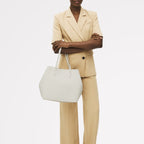 Dukes Place Leather Large Open Top Tote Bag in Chalk - 111384