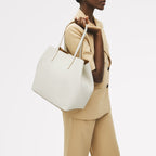 Dukes Place Leather Large Open Top Tote Bag in Chalk - 111384