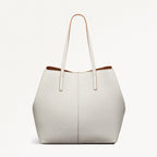 Dukes Place Leather Large Open Top Tote Bag in Chalk - 111384