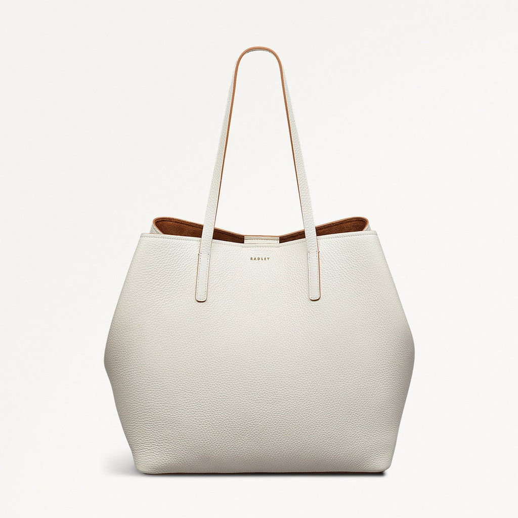 Dukes Place Leather Large Open Top Tote Bag in Chalk - 111384