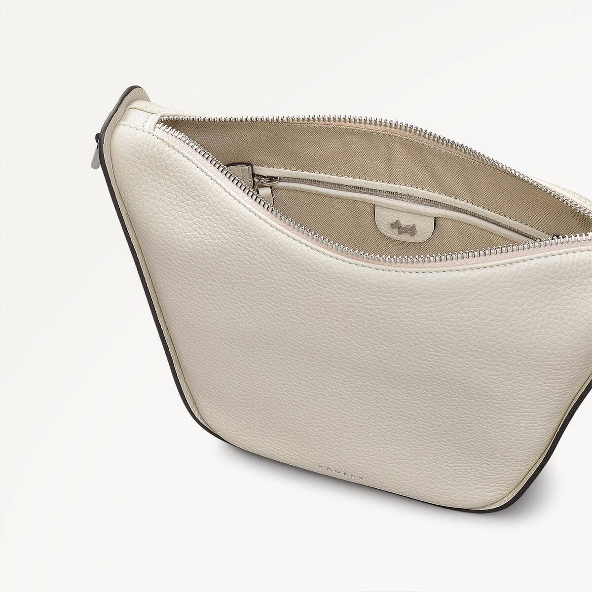 Oak Street Leather Small Ziptop Cross Body Bag in Chalk - 111390