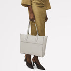 Oak Street Leather Medium Ziptop Tote Bag in Chalk - 111391