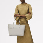 Oak Street Leather Medium Ziptop Tote Bag in Chalk - 111391