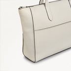 Oak Street Leather Medium Ziptop Tote Bag in Chalk - 111391