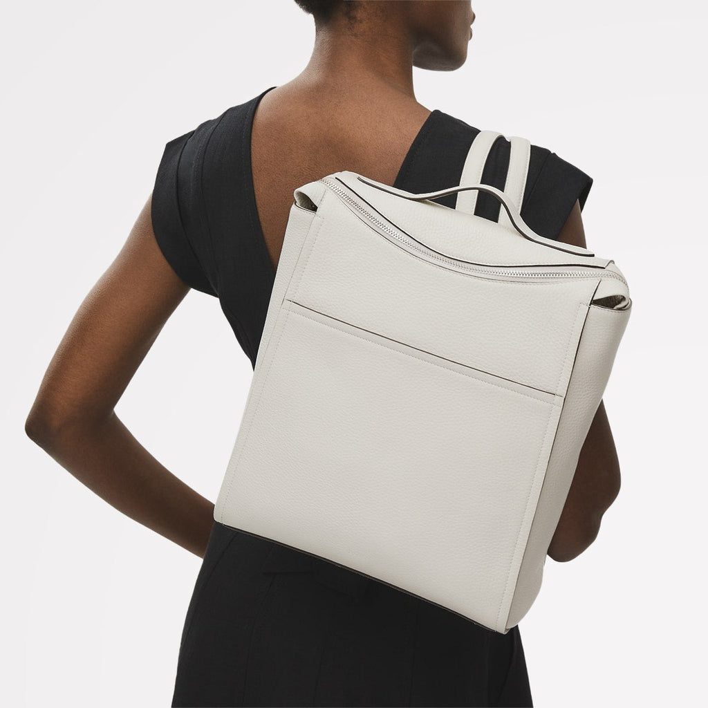 Oak Street Leather Medium Ziptop Backpack in Chalk - 111392