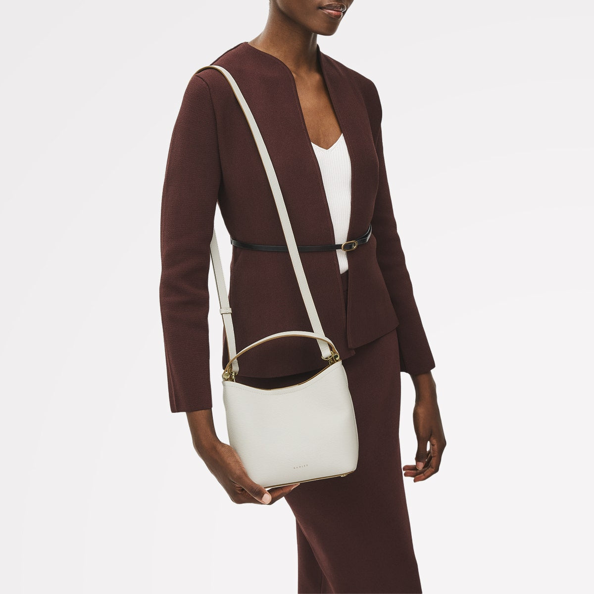 Bathurst Mews Leather Small Open Top Grab Bag in Chalk - 111393