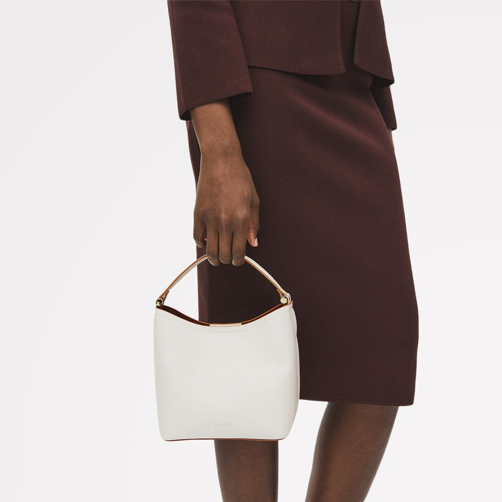 Bathurst Mews Leather Small Open Top Grab Bag in Chalk - 111393