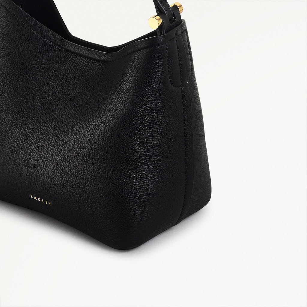 Bathurst Mews Leather Small Open Top Grab Bag in Black - 111394