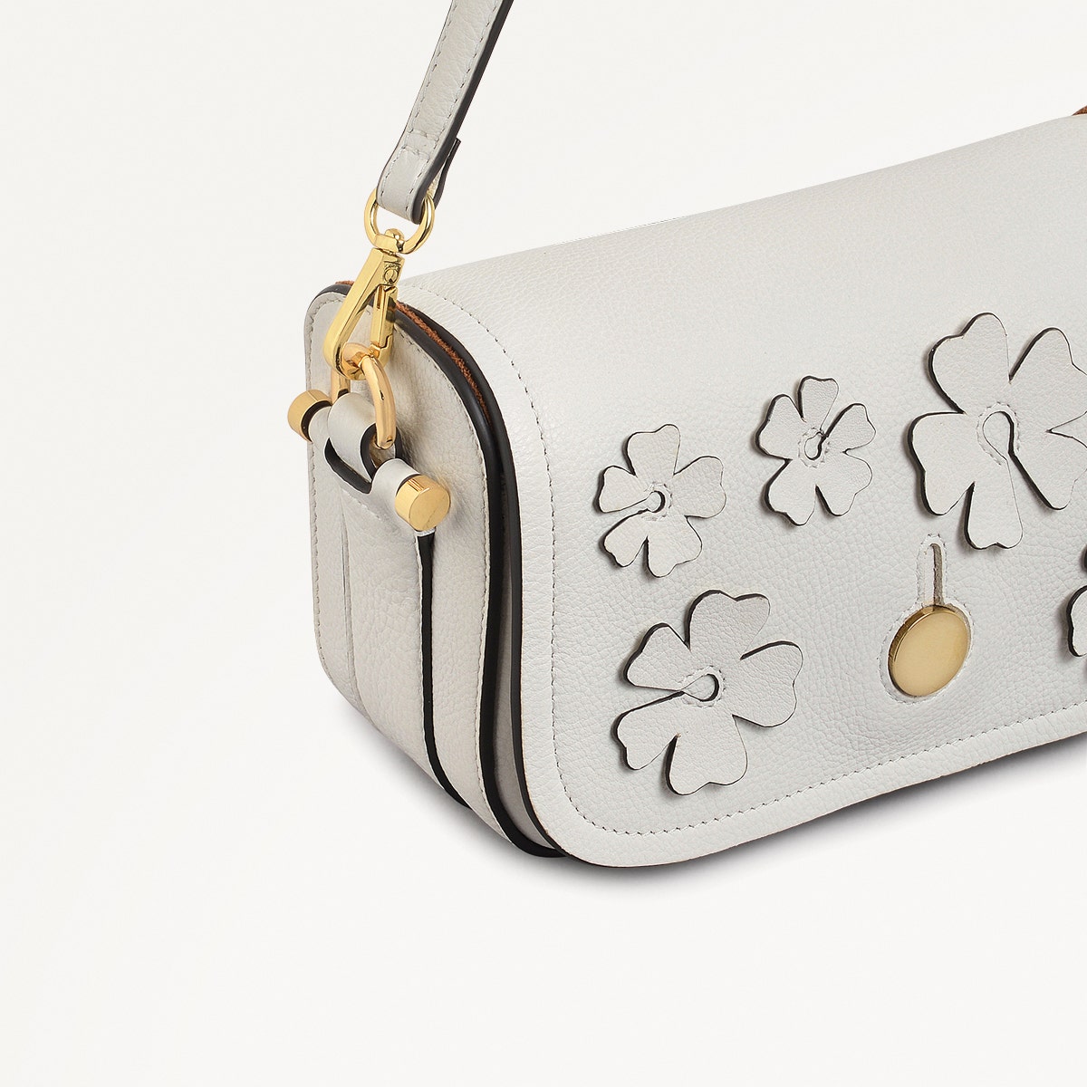 Bathurst Mews Leather Small Flapover Cross Body Bag in Chalk - 111395