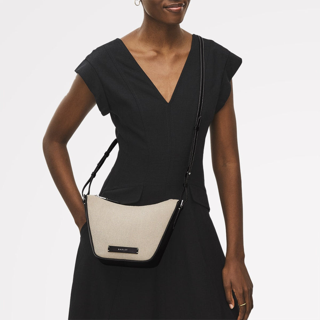 Oak Street Leather Small Ziptop Cross Body Bag in Natural - 111399