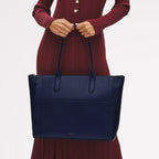 Oak Street Leather Medium Ziptop Tote Bag in Evenfall - 111402