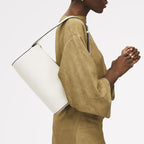 Abbey Mews Leather Small Ziptop Shoulder Bag in Chalk - 111406