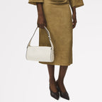 Abbey Mews Leather Small Ziptop Shoulder Bag in Chalk - 111406