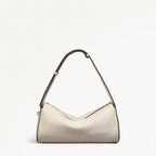 Abbey Mews Leather Small Ziptop Shoulder Bag in Chalk - 111406