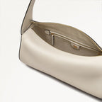 Abbey Mews Leather Small Ziptop Shoulder Bag in Chalk - 111406