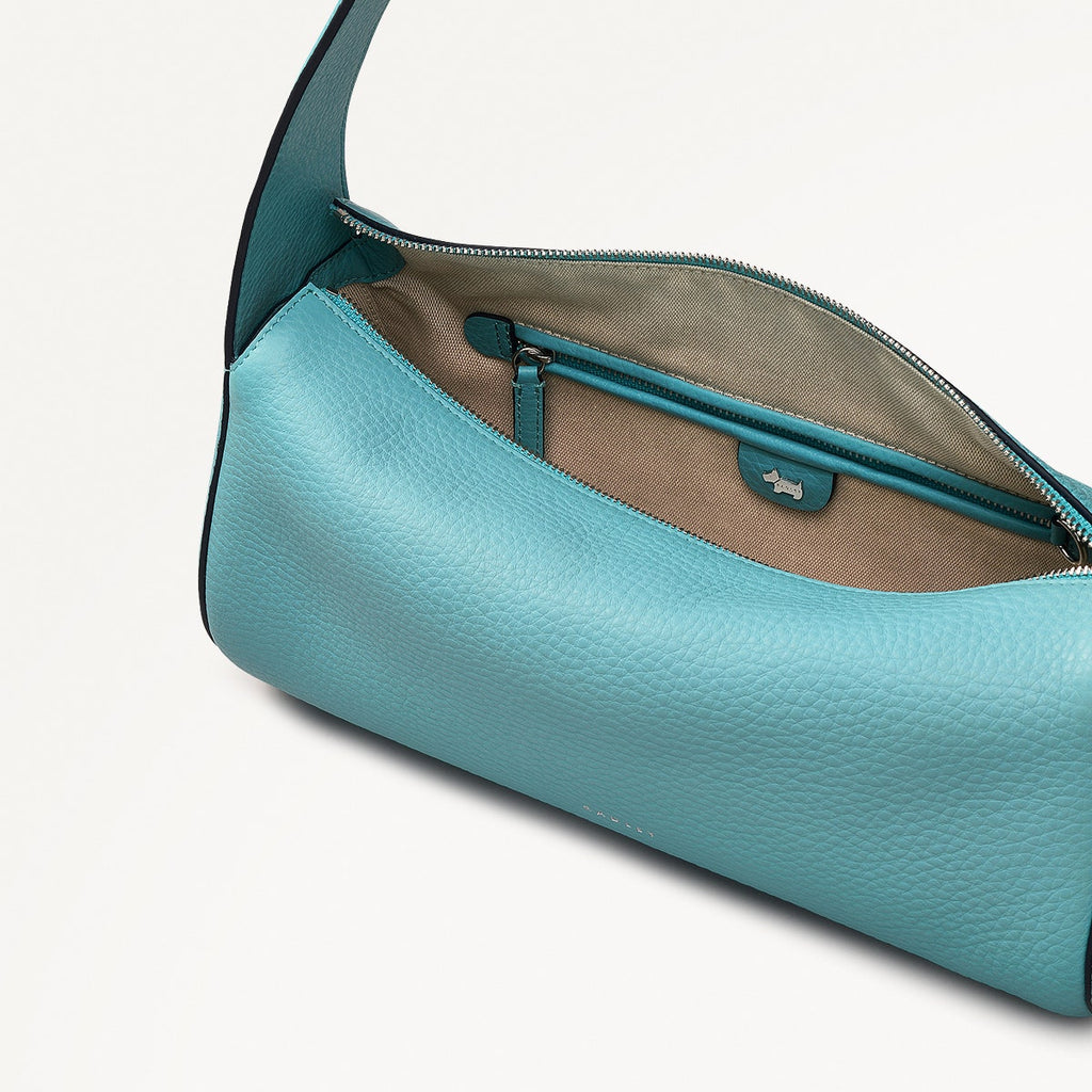 Abbey Mews Leather Small Ziptop Shoulder Bag in Maldives - 111407