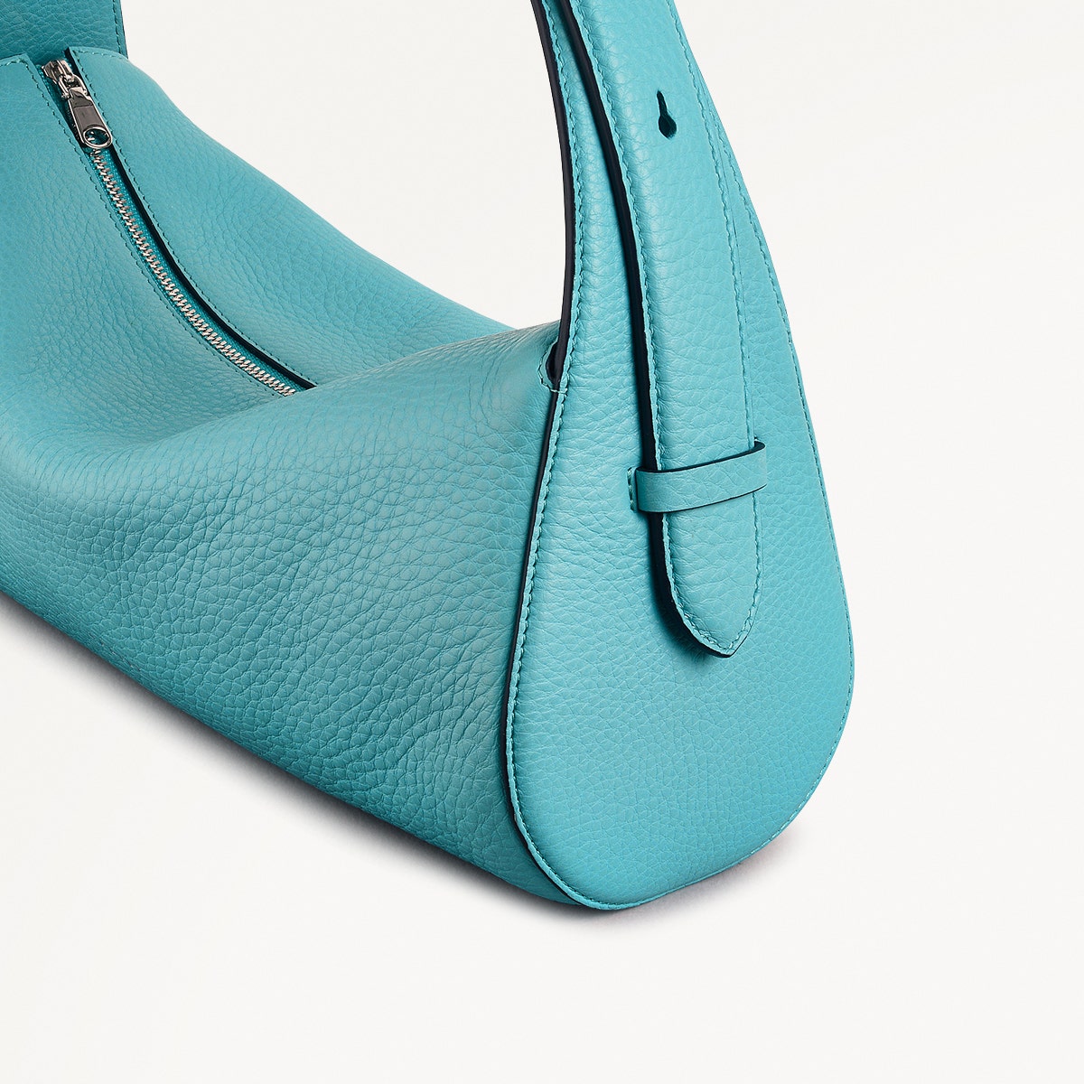 Abbey Mews Leather Small Ziptop Shoulder Bag in Maldives - 111407